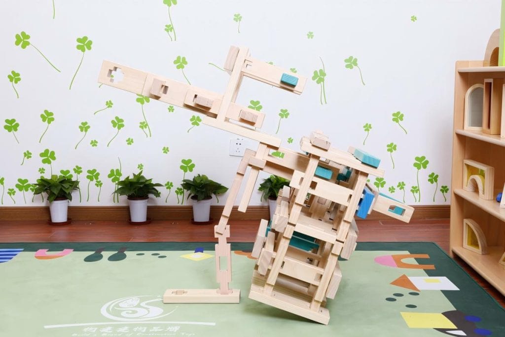 180-Piece Luban-Style Interlocking Wooden Construction Blocks