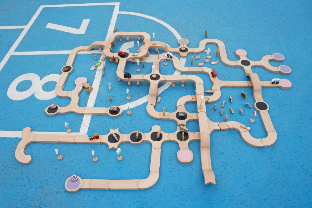 182-Piece Modular Wooden Roadway & Small World Play Set