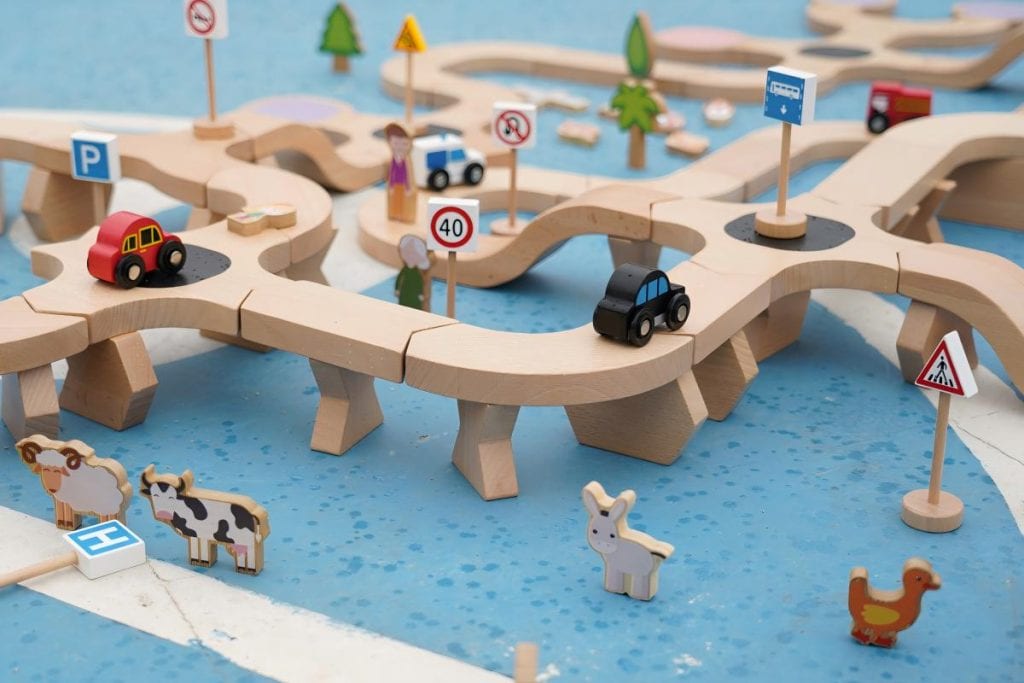 182-Piece Modular Wooden Roadway & Small World Play Set