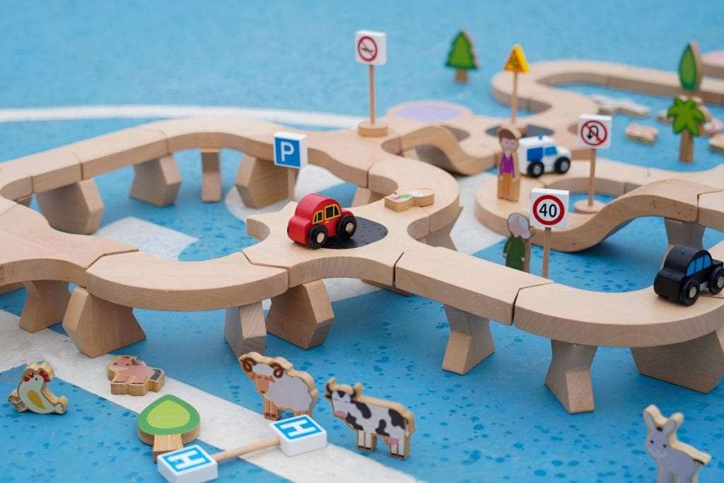 182-Piece Modular Wooden Roadway & Small World Play Set