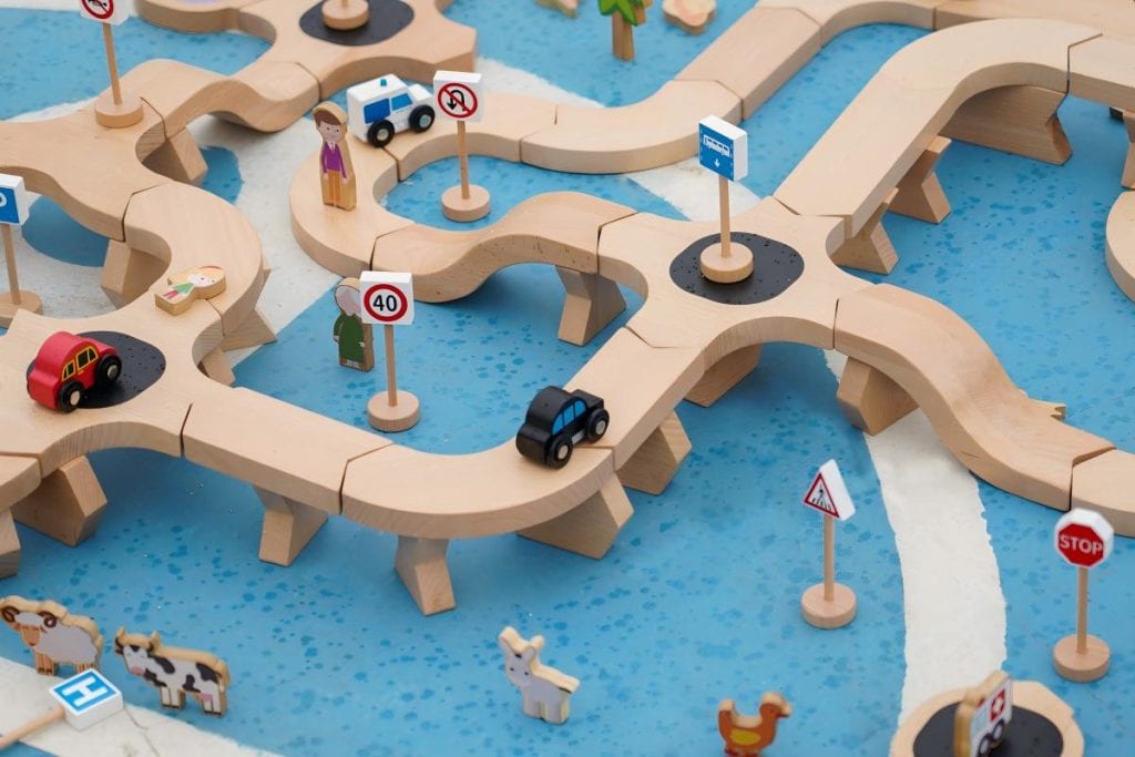 182-Piece Modular Wooden Roadway & Small World Play Set