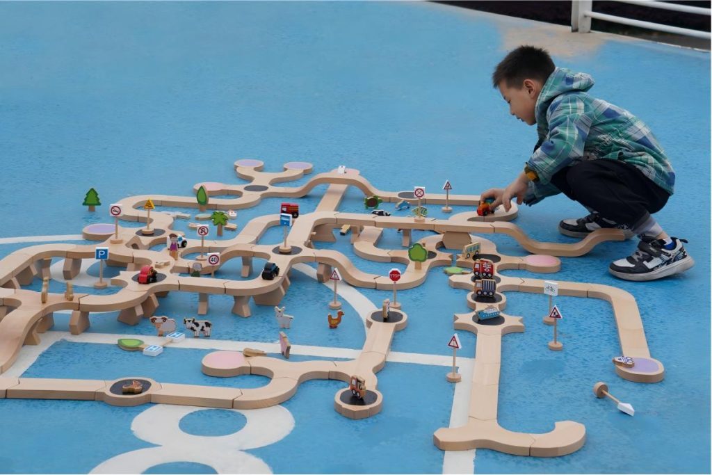 182-Piece Modular Wooden Roadway & Small World Play Set