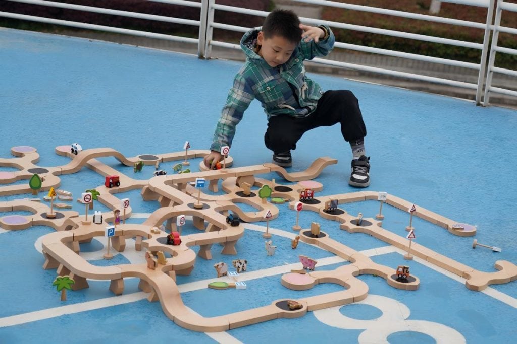 182-Piece Modular Wooden Roadway & Small World Play Set