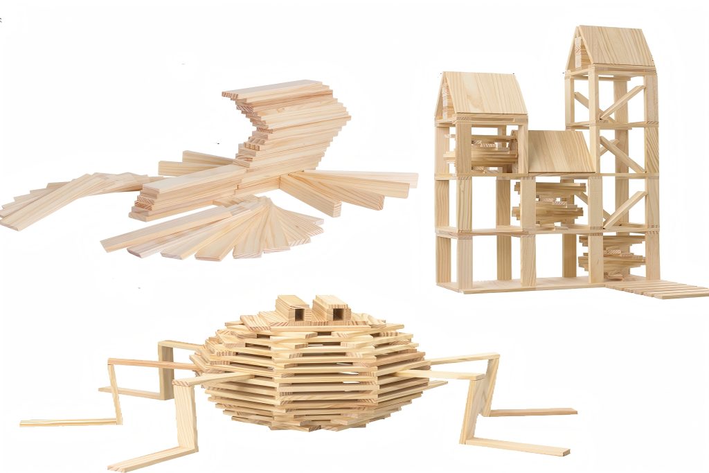 2100-Piece Natural Pine Wooden Plank Building Set