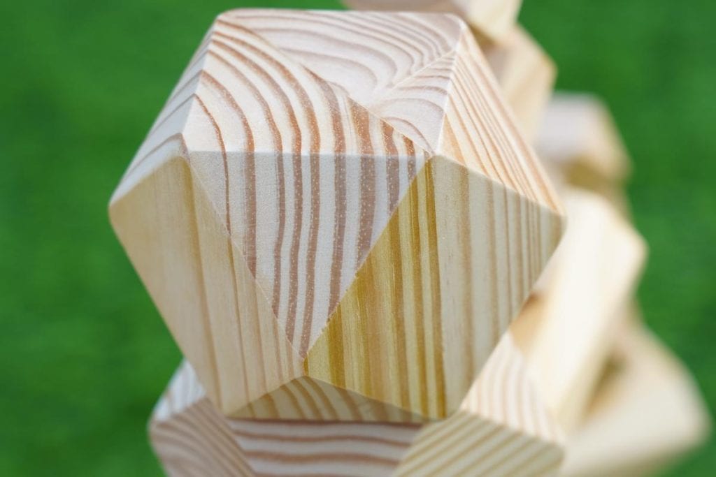 220-Piece Natural Giant Faceted Wooden Stacking Blocks