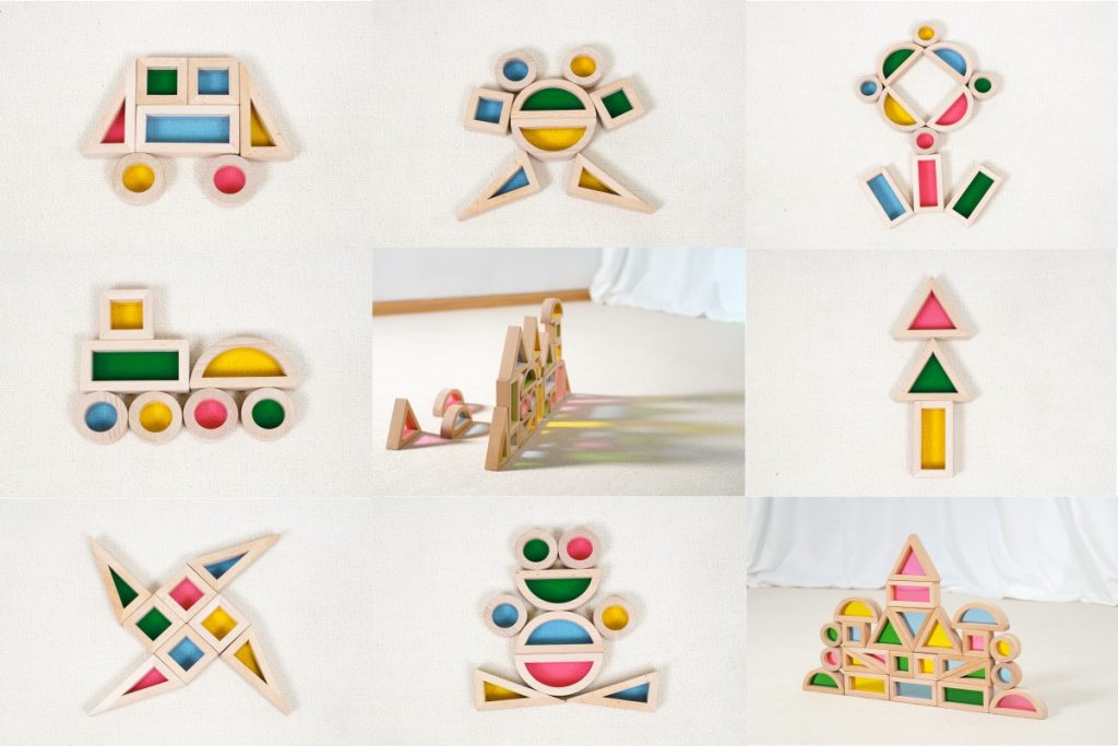 24-Piece Beechwood Acrylic Window Building Blocks Set