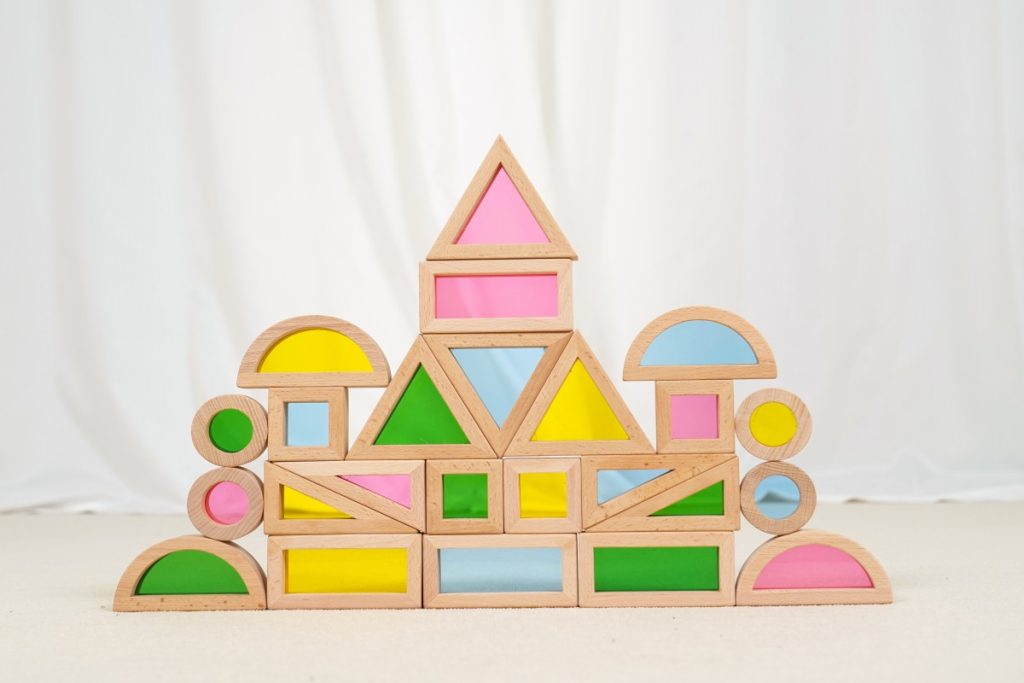 24-Piece Beechwood Acrylic Window Building Blocks Set