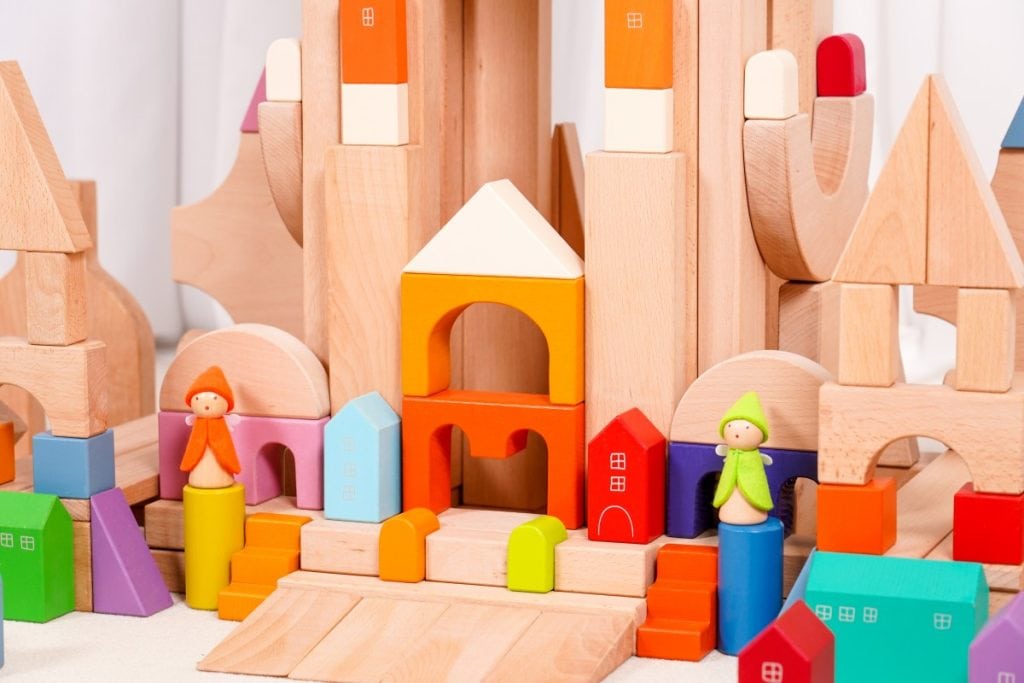 260-Piece Fairy Tale City Wooden Building Block Set