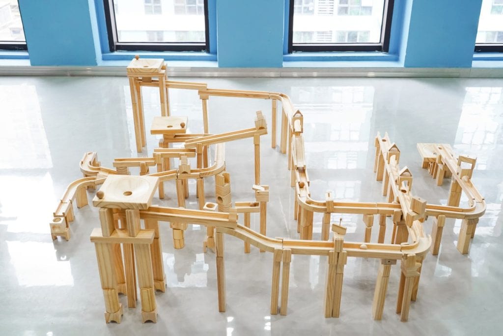 268-Piece Large Wooden Marble Run & Elevated Track Construction Set