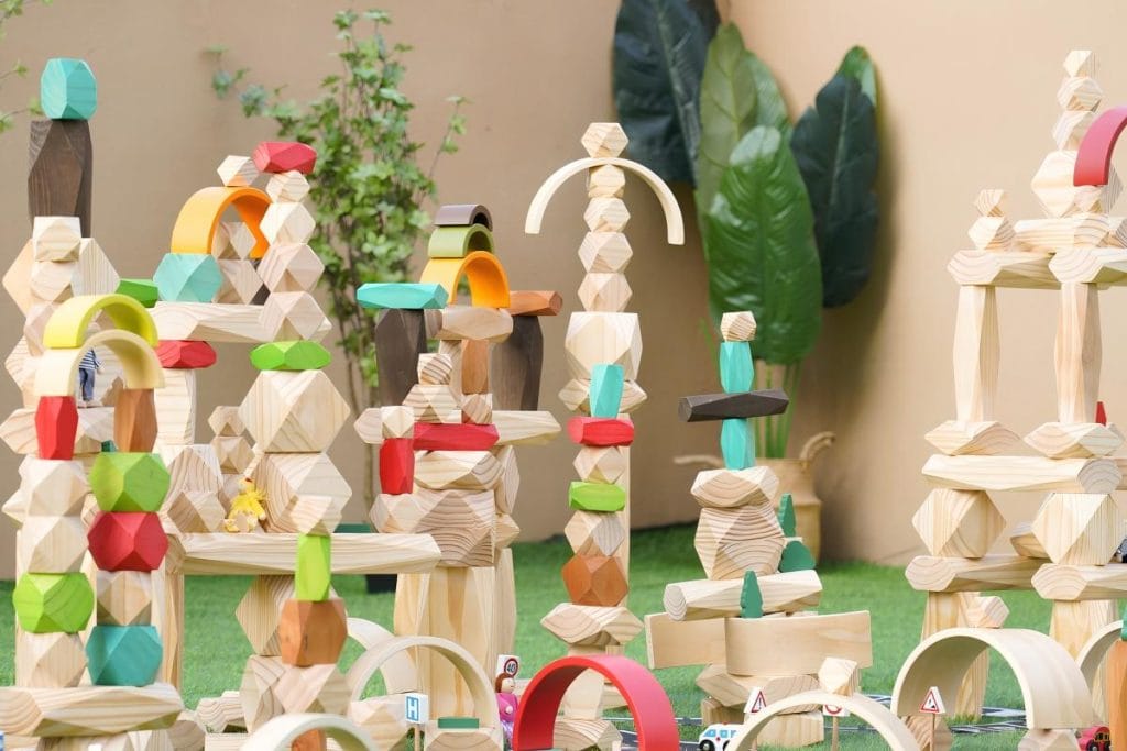 398-Piece Rainbow Faceted Stacking Stones & Small World Building Set
