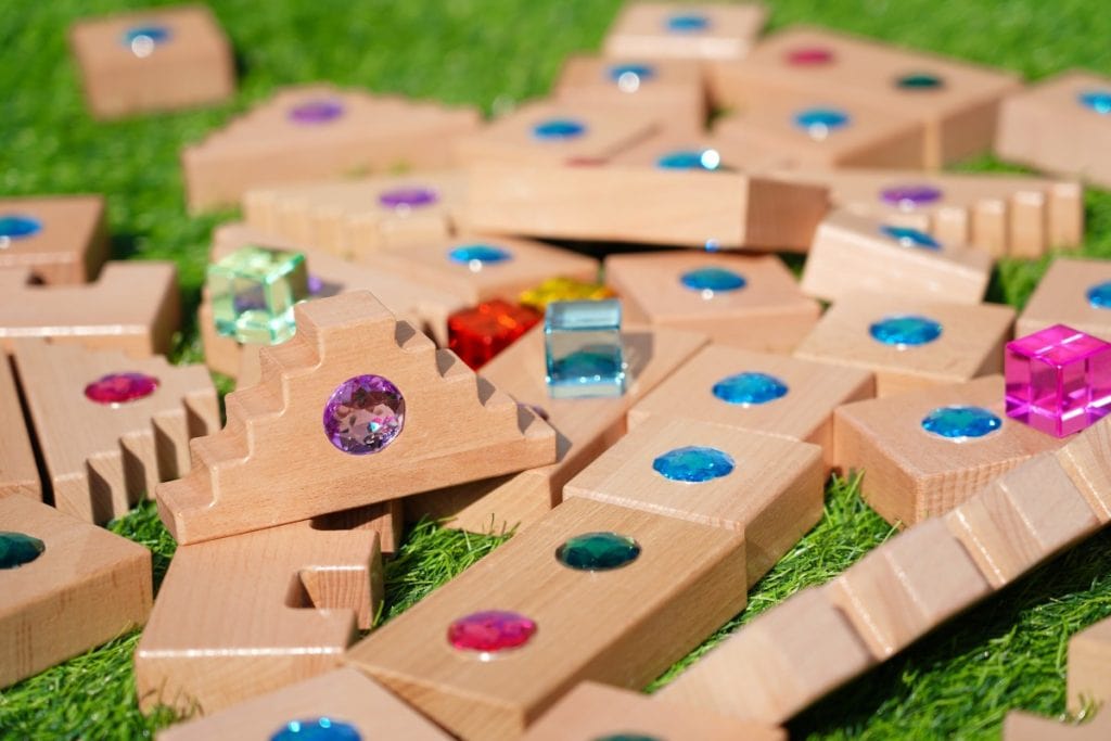 48-Piece Beechwood Jewel Building Blocks Set