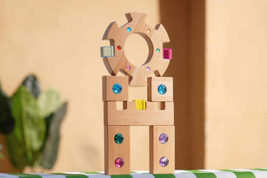 48-Piece Beechwood Jewel Building Blocks Set