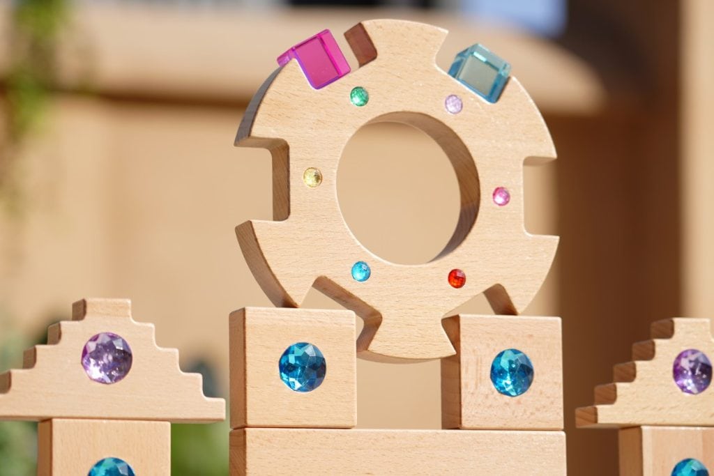 48-Piece Beechwood Jewel Building Blocks Set
