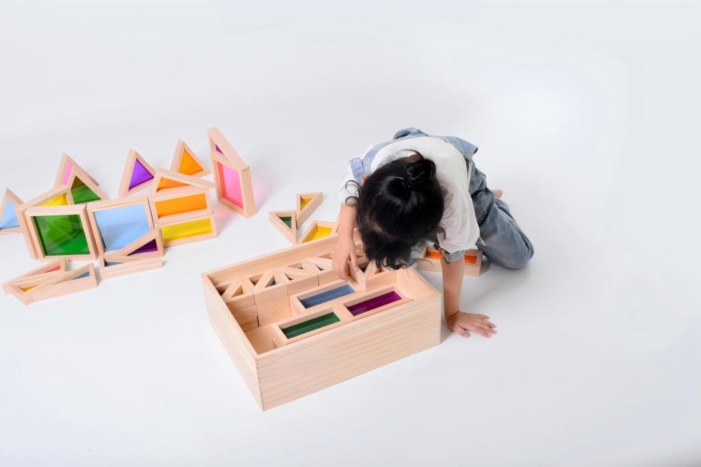 56-Piece Beechwood & Acrylic Window Building Blocks Set
