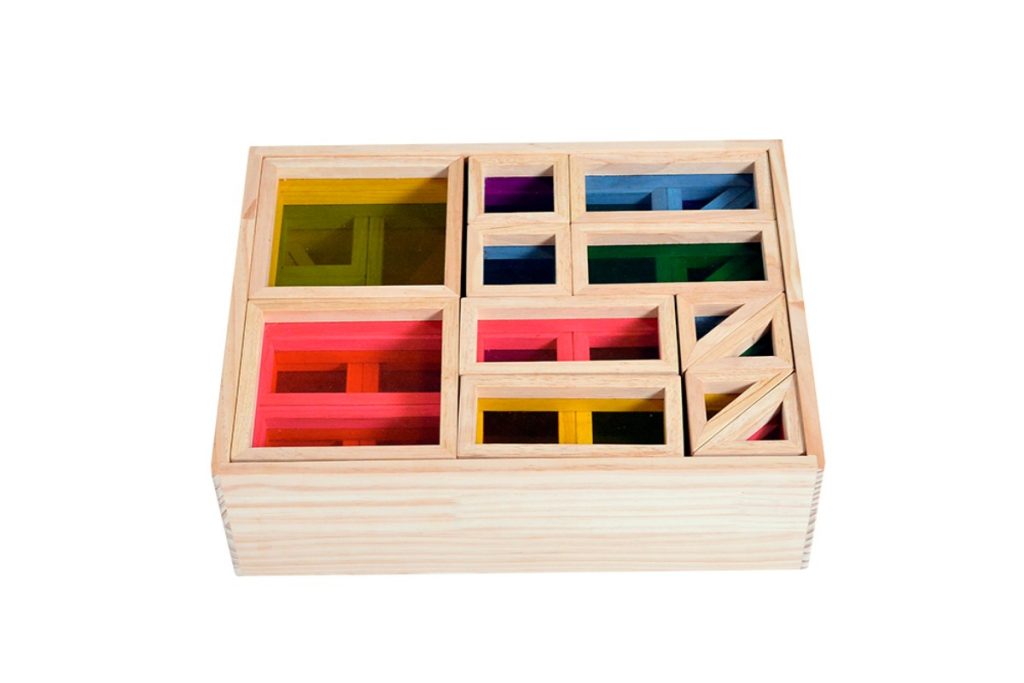 56-Piece Beechwood & Acrylic Window Building Blocks Set