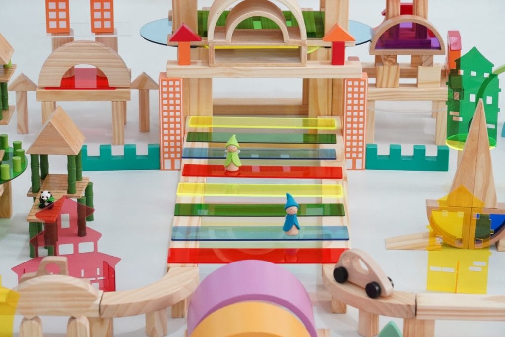 578-Piece Wooden Construction & Small World Play Set
