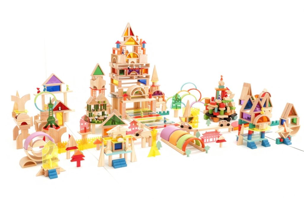 578-Piece Wooden Construction & Small World Play Set