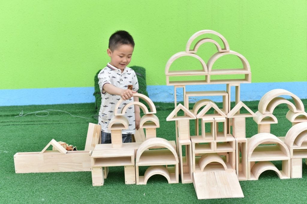 58-Piece Large Hollow Wooden Building Blocks Set