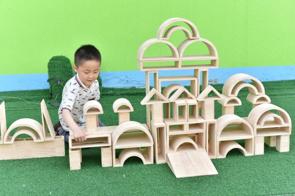 58-Piece Large Hollow Wooden Building Blocks Set