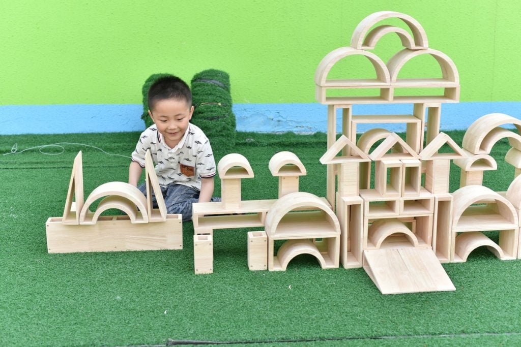 58-Piece Large Hollow Wooden Building Blocks Set