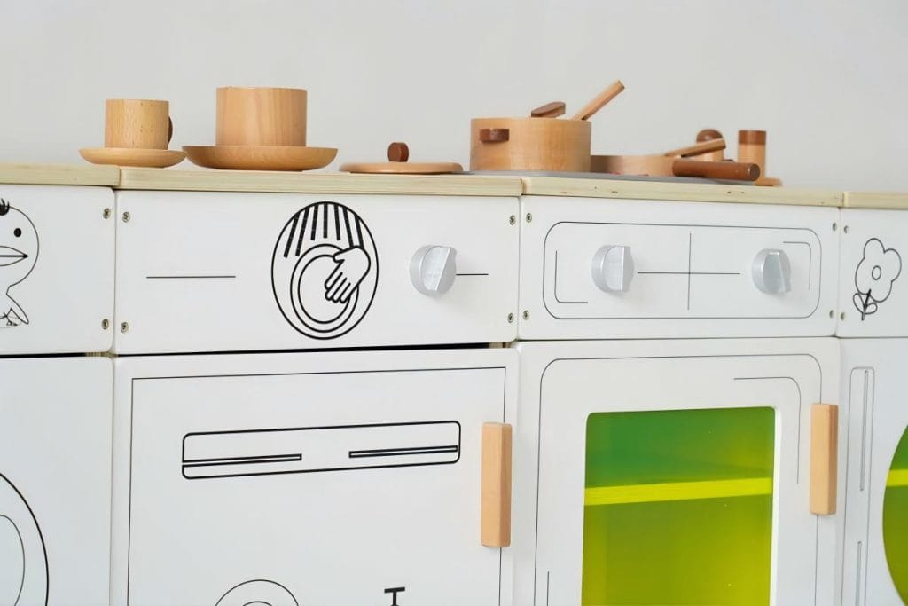 6-Piece Modular Wooden Preschool Play Kitchen Set