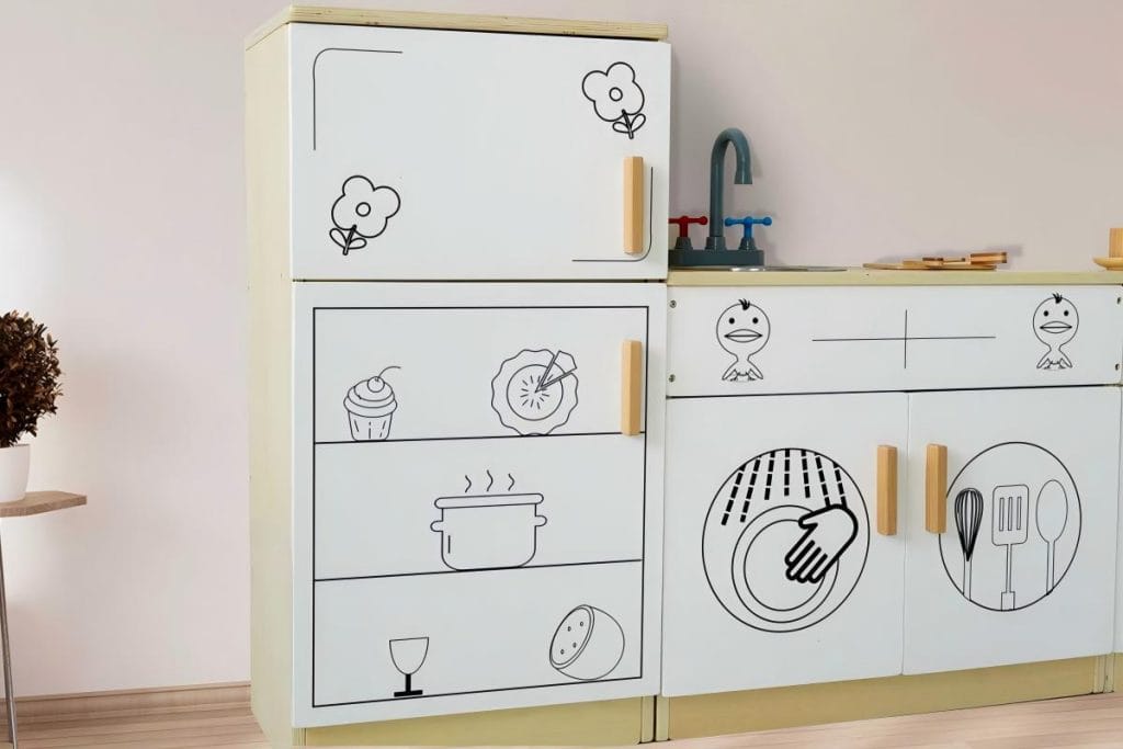6-Piece Modular Wooden Preschool Play Kitchen Set