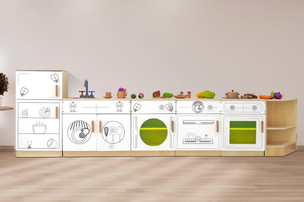6-Piece Modular Wooden Preschool Play Kitchen Set