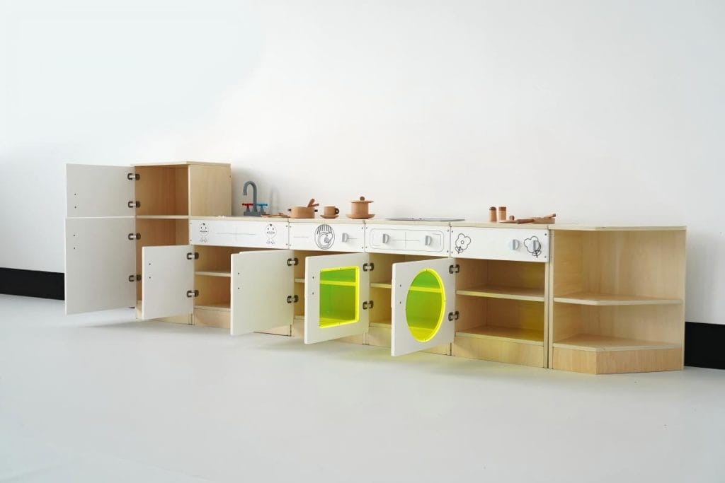 6-Piece Modular Wooden Preschool Play Kitchen Set