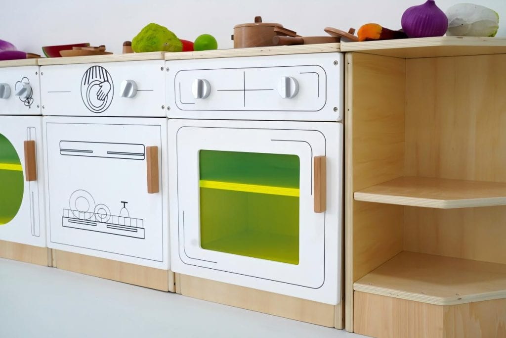 6-Piece Modular Wooden Preschool Play Kitchen Set