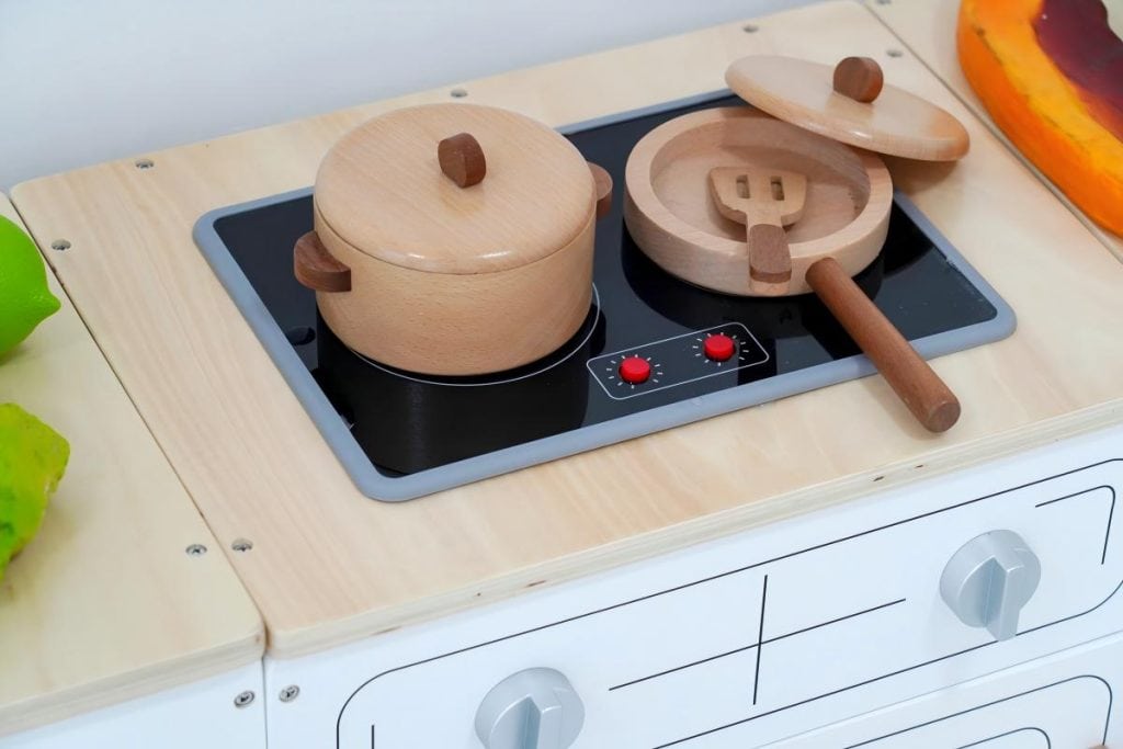 6-Piece Modular Wooden Preschool Play Kitchen Set