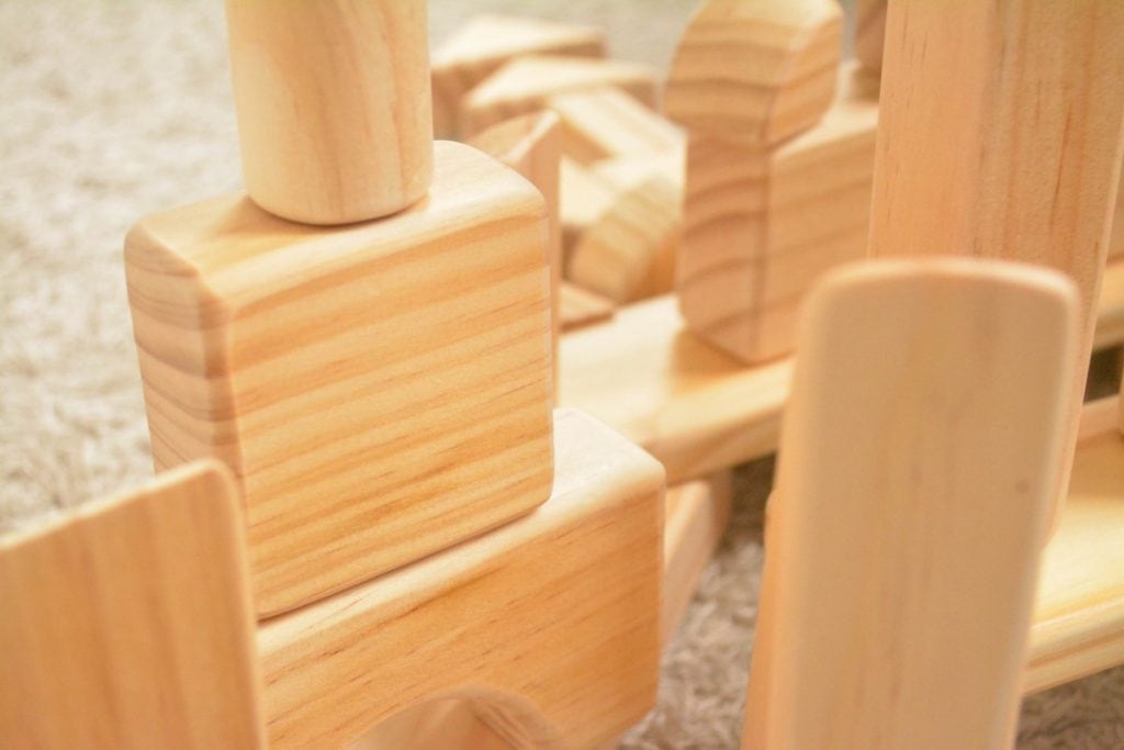 64-Piece Rounded-Edge Pinewood Unit Block Set