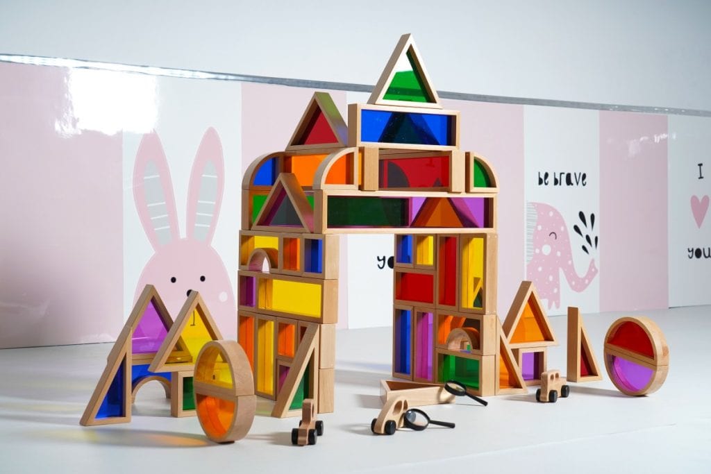 68-Piece Jumbo Beechwood Acrylic Window Blocks Set