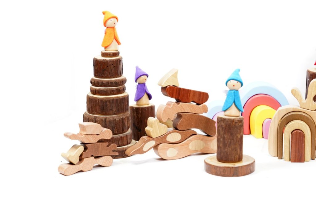 68-Piece Wooden Fairyland Small World & Building Set