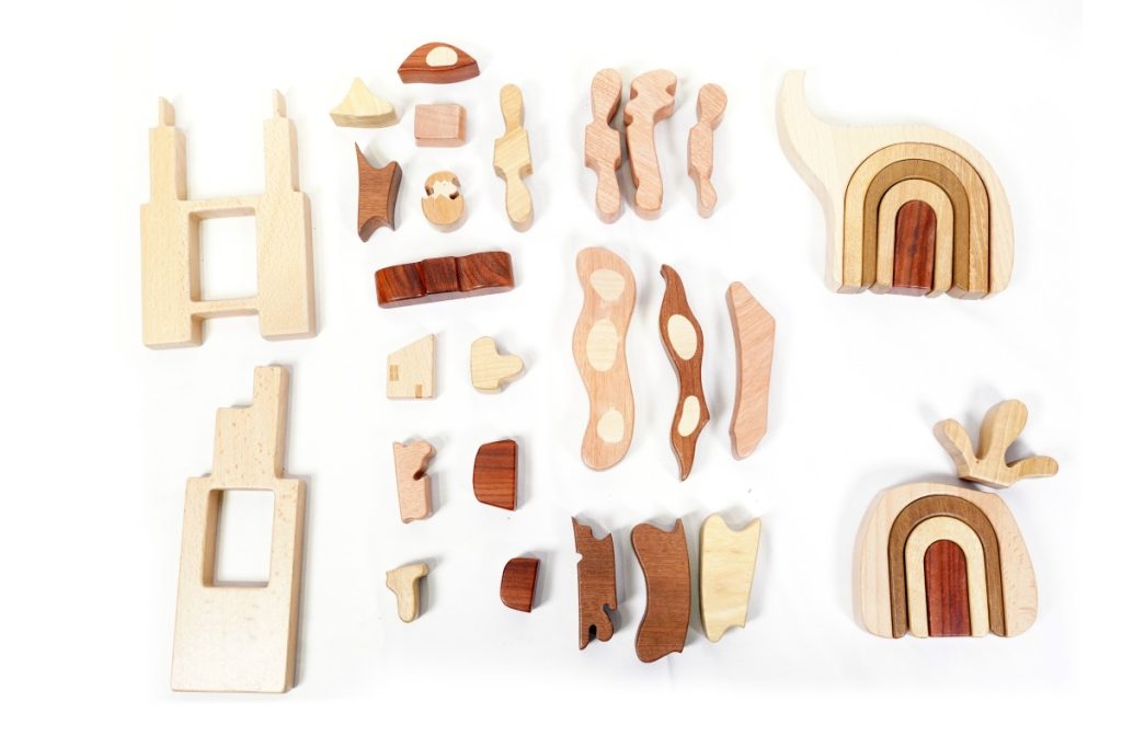68-Piece Wooden Fairyland Small World & Building Set