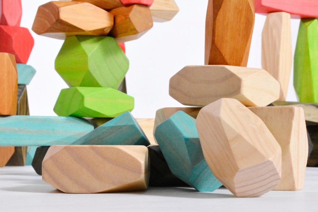 75-Piece Colorful Wooden Stacking Blocks Set