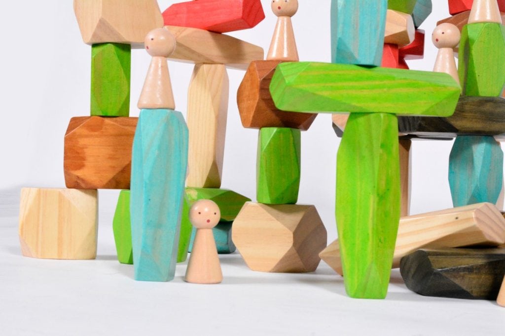 75-Piece Colorful Wooden Stacking Blocks Set