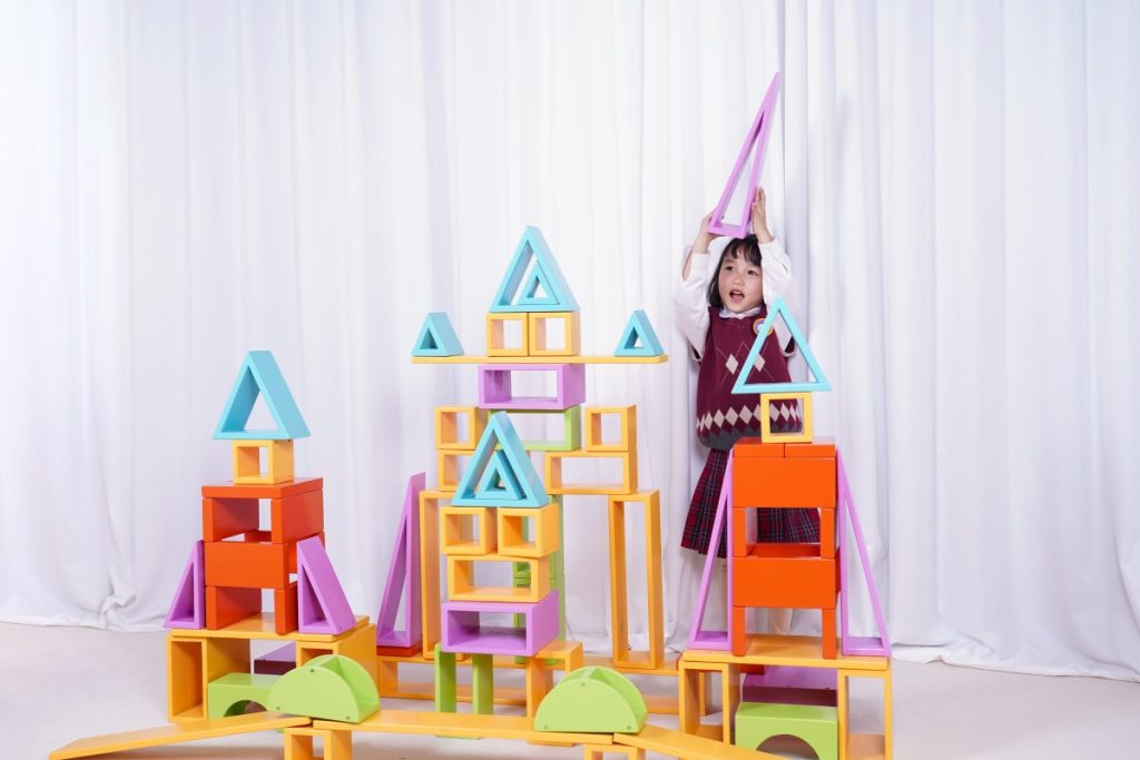 76-Piece Colorful Large Hollow Wooden Building Block Set