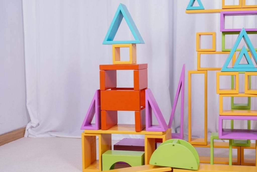 76-Piece Colorful Large Hollow Wooden Building Block Set