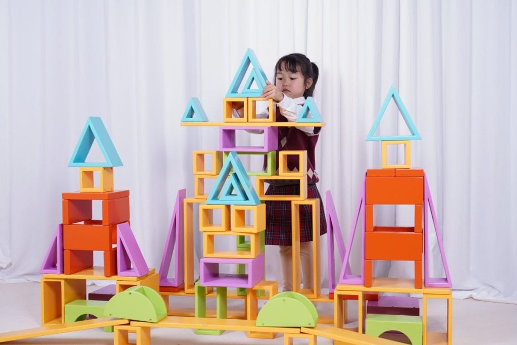 76-Piece Colorful Large Hollow Wooden Building Block Set