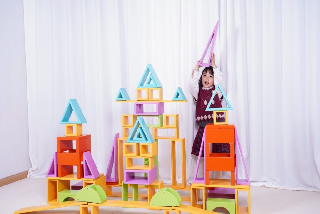 76-Piece Colorful Large Hollow Wooden Building Block Set