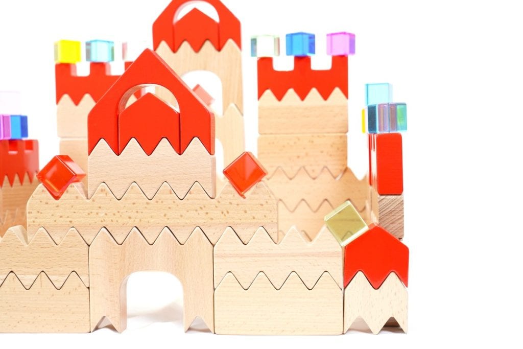 79-Piece Beechwood Castle & Acrylic Jewel Building Set