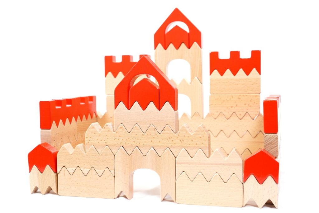 79-Piece Beechwood Castle & Acrylic Jewel Building Set