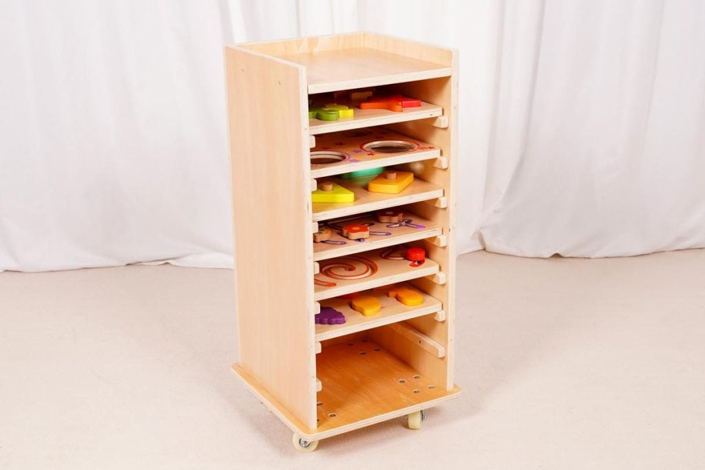 Mobile Montessori Learning Cabinet with Activity Boards
