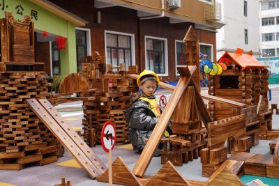 large 130 cm wooden structural components for preschool outdoor construction