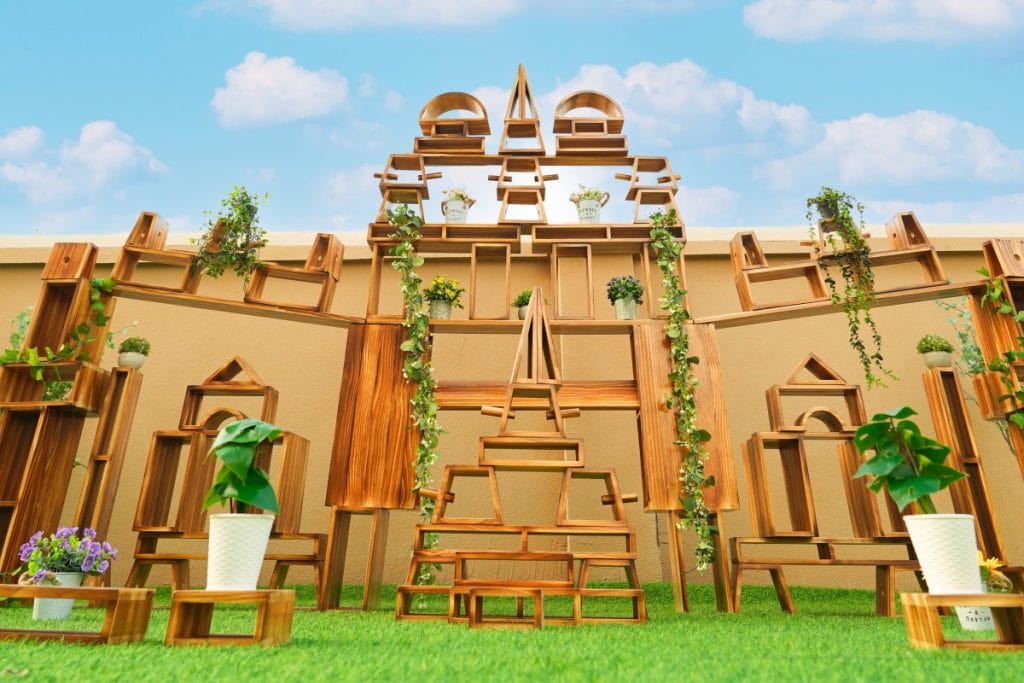 128-Piece Outdoor Hollow Wooden Building Blocks