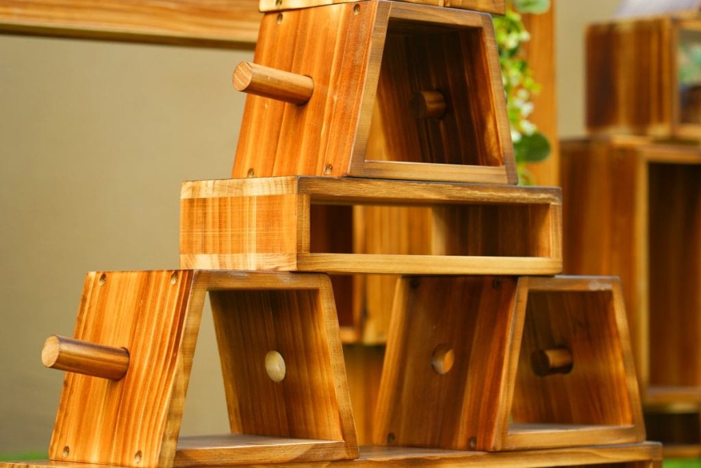 128-Piece Outdoor Hollow Wooden Building Blocks