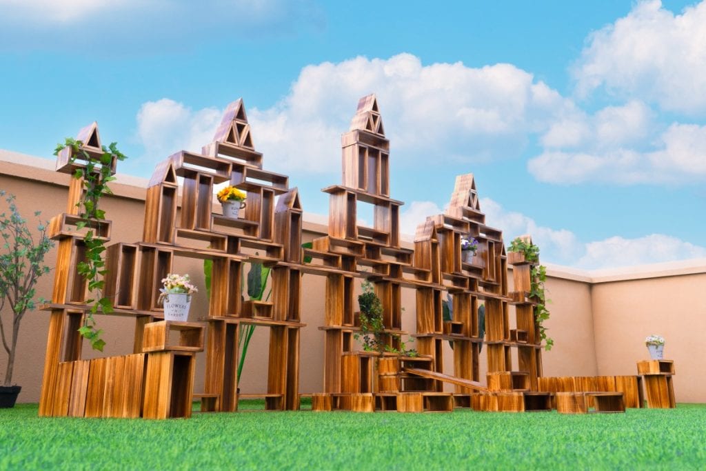 130-Piece Large Outdoor Hollow Blocks – Carbonized Finish