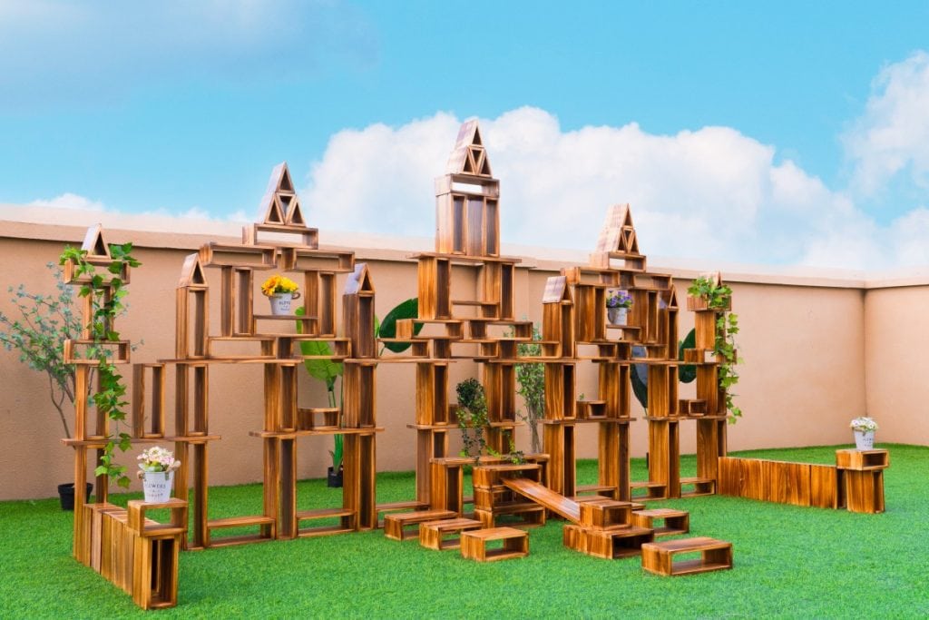 130-Piece Large Outdoor Hollow Blocks – Carbonized Finish
