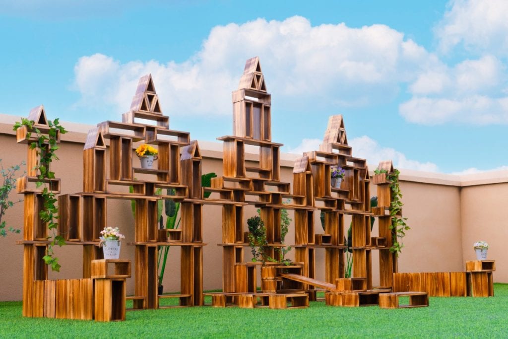 130-Piece Large Outdoor Hollow Blocks – Carbonized Finish