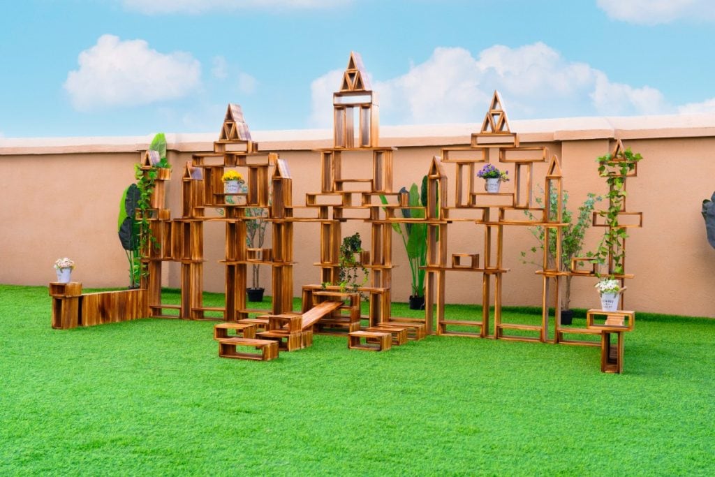 130-Piece Large Outdoor Hollow Blocks – Carbonized Finish
